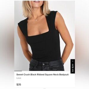 LULUS Black Square Neck ribbed bodysuit NWT